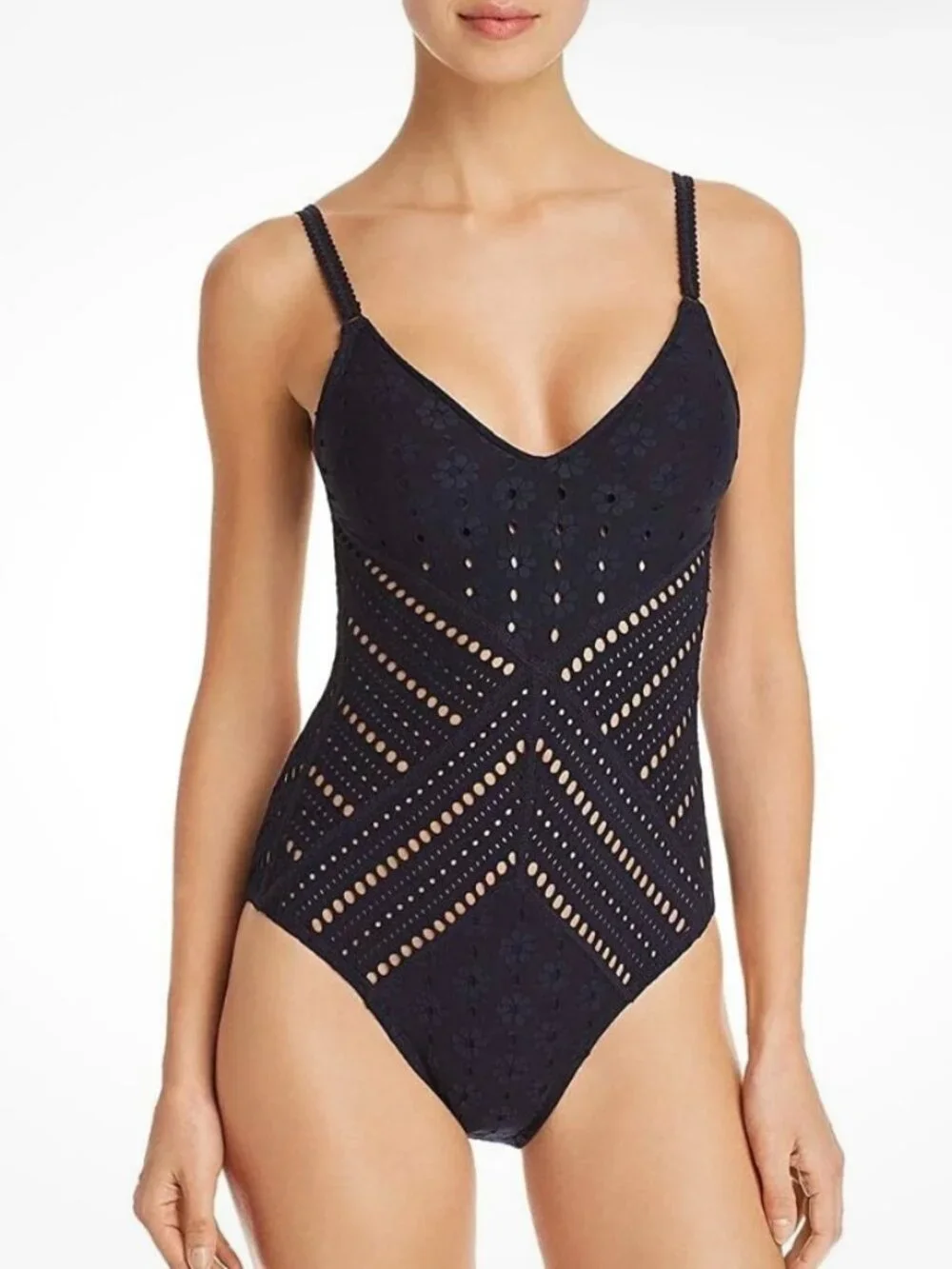 Robin Piccone Clarissa One Piece Swimsuit In Midnight Navy Sz 10 Bathing Suit